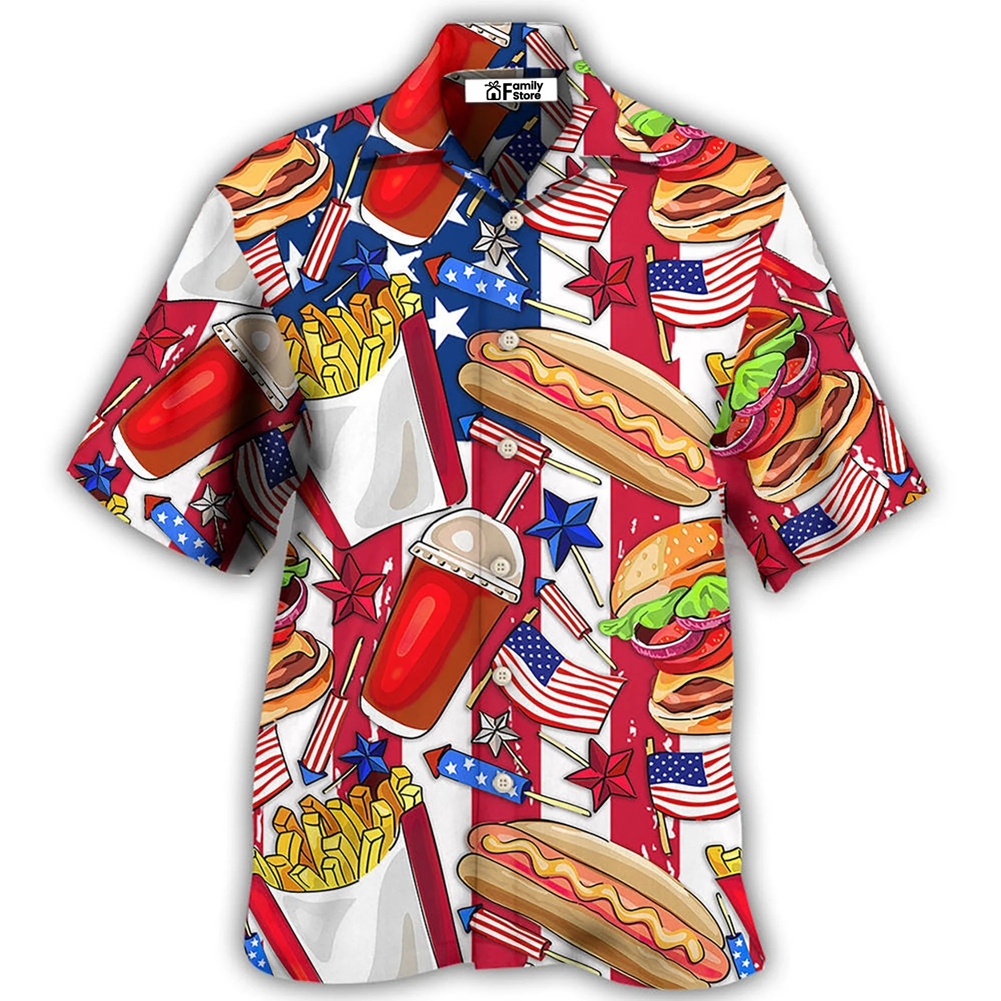 Food Independence Day Star America Hawaiian Shirt
