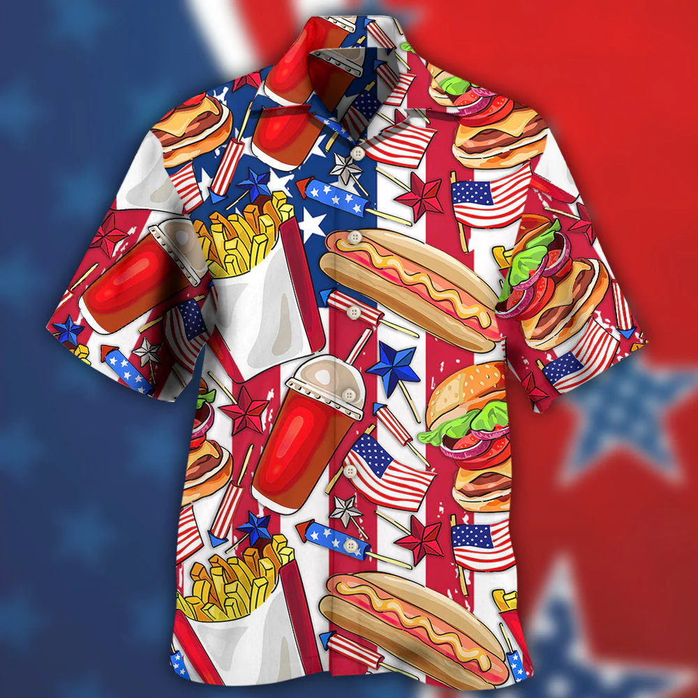 Food Independence Day Star America Hawaiian Shirt - Image 2