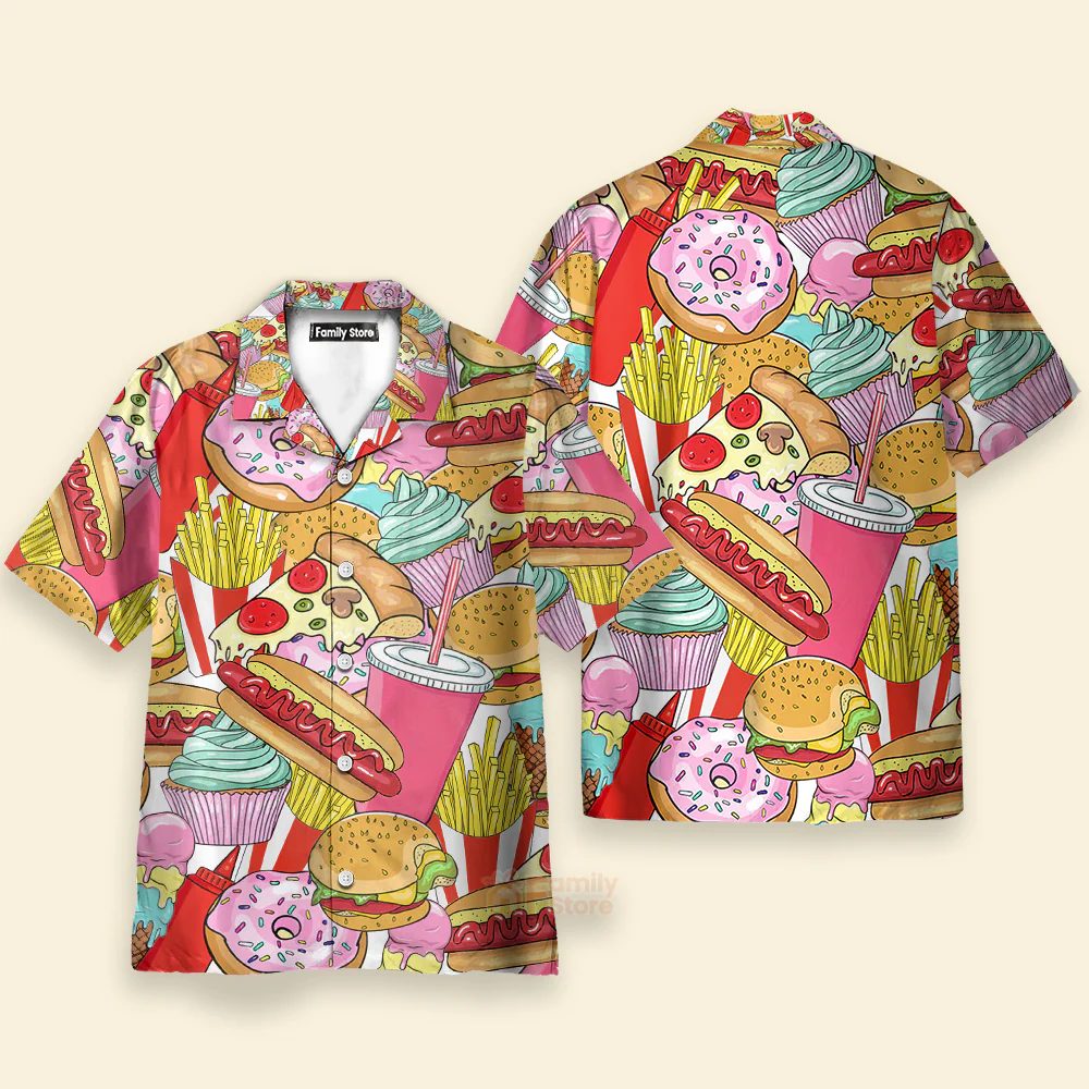 Food Junk Food Art Colorful Hawaiian Shirt - Image 2