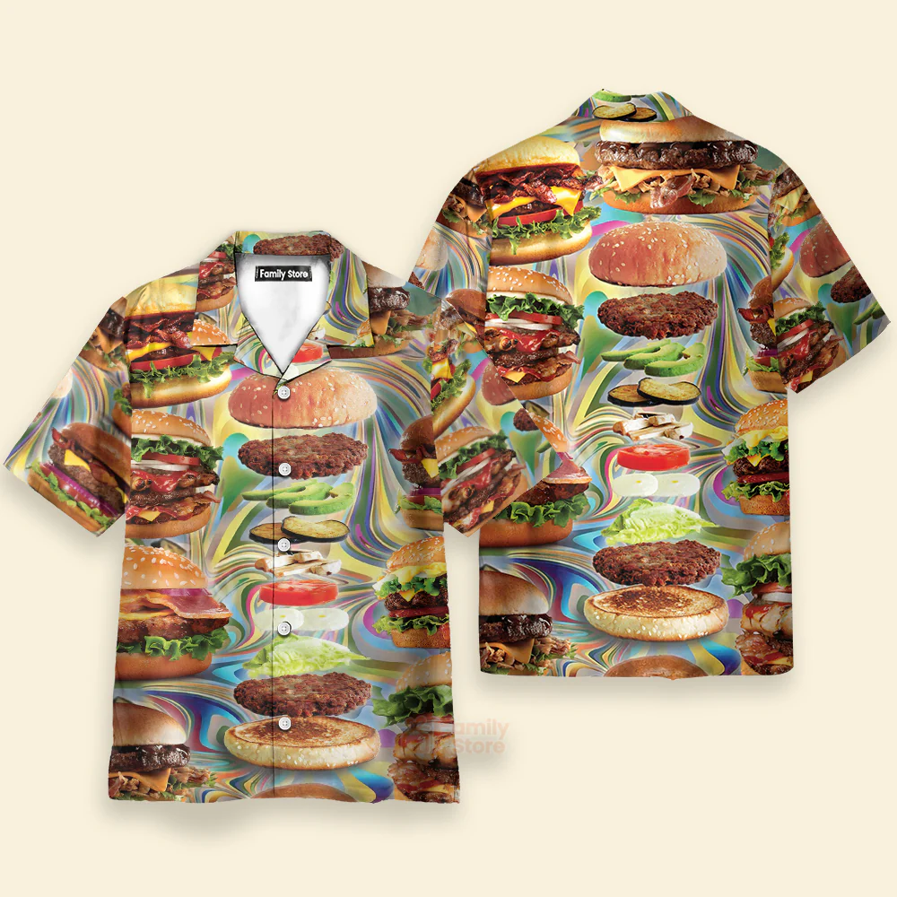 Food Lover My Love Is For Hamburger Hawaiian Shirt - Image 3