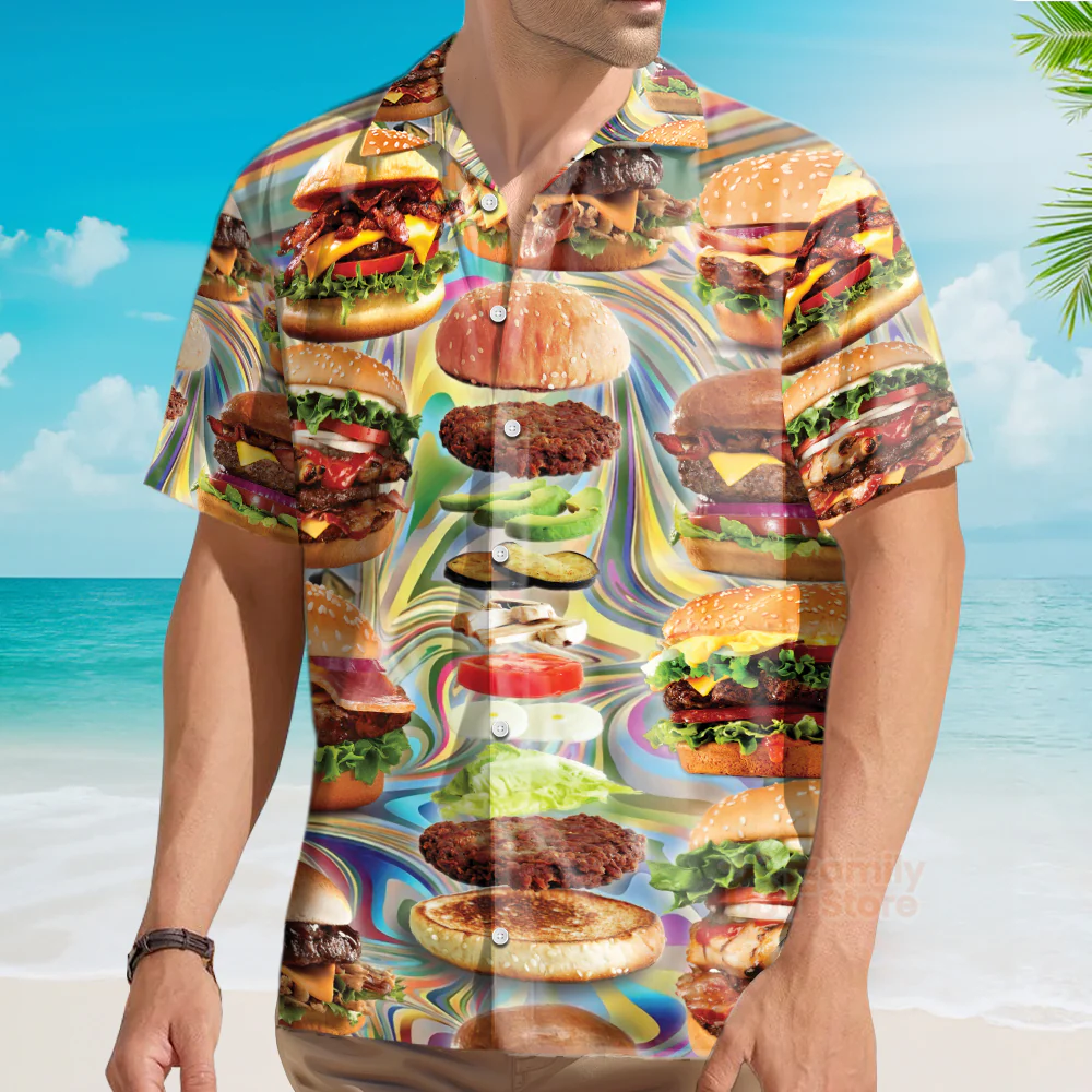 Food Lover My Love Is For Hamburger Hawaiian Shirt - Image 4