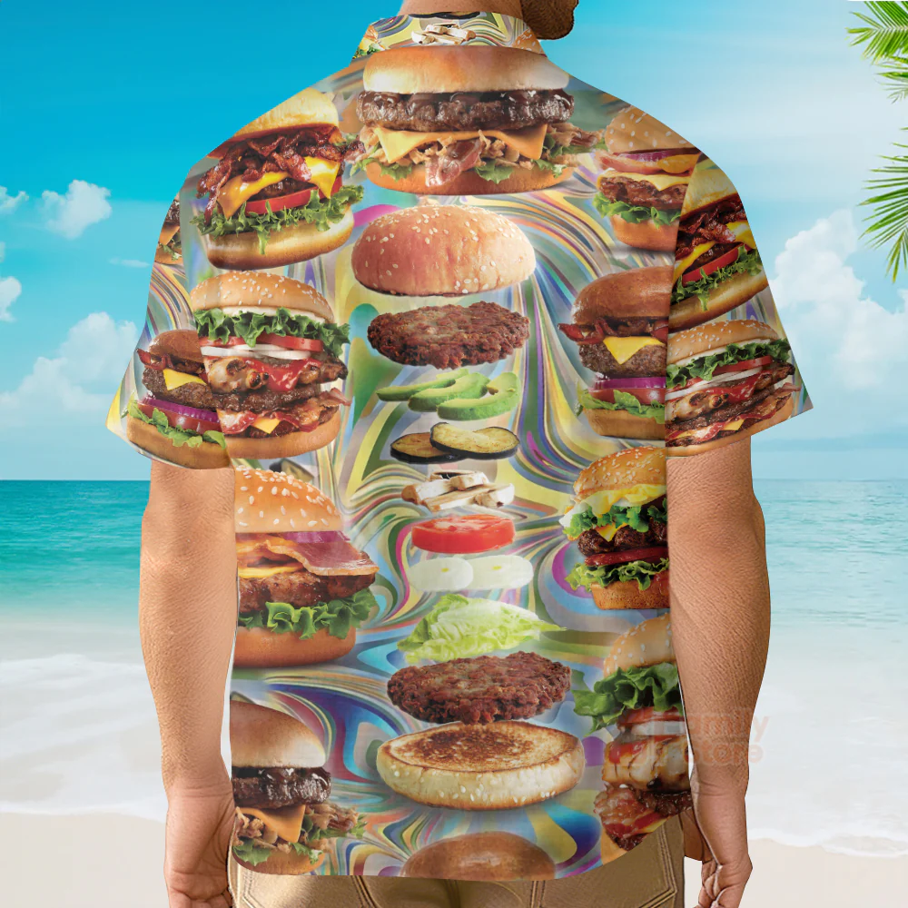 Food Lover My Love Is For Hamburger Hawaiian Shirt - Image 5
