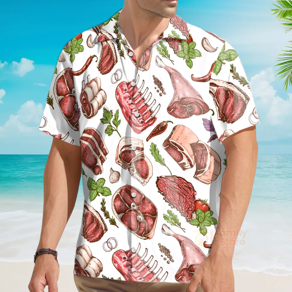 Food Meat Delicious Meal Hawaiian Shirt - Image 4