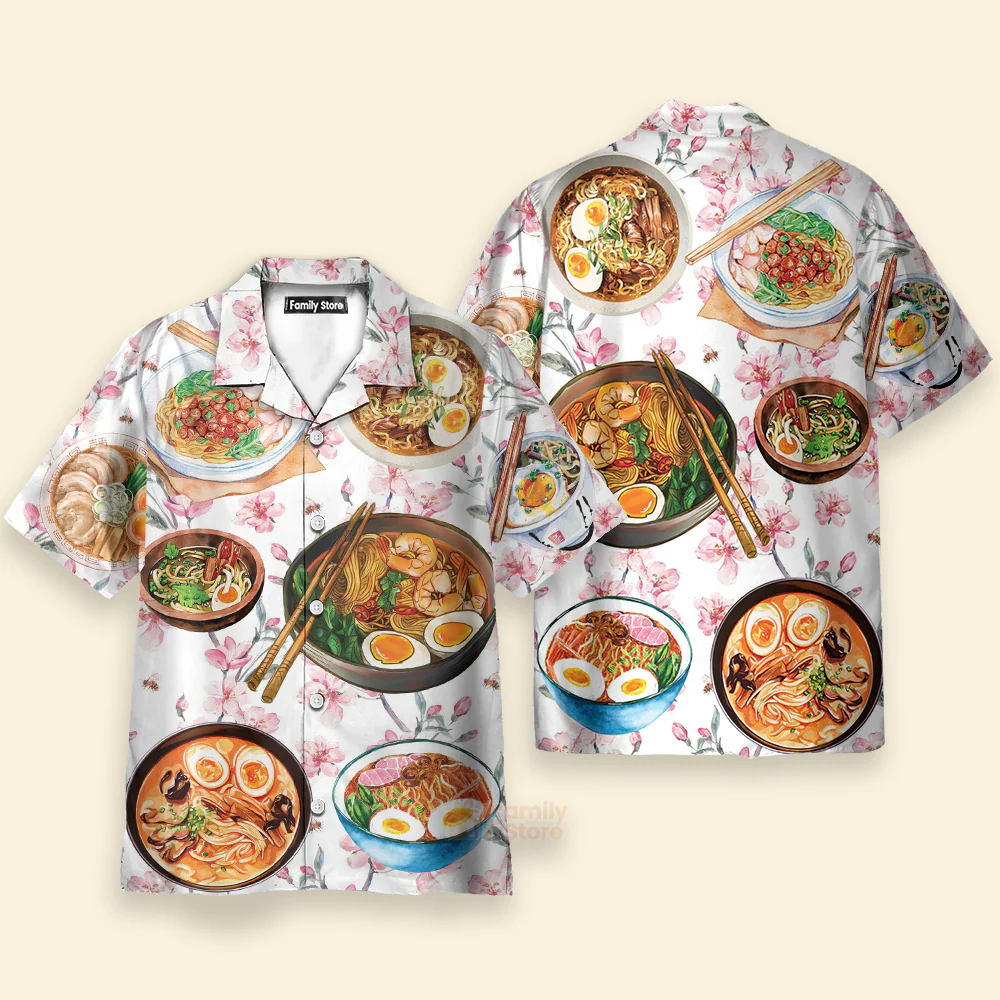 Funny Food Ramen Delicious Floral Style Hawaiian Shirt - Image 2