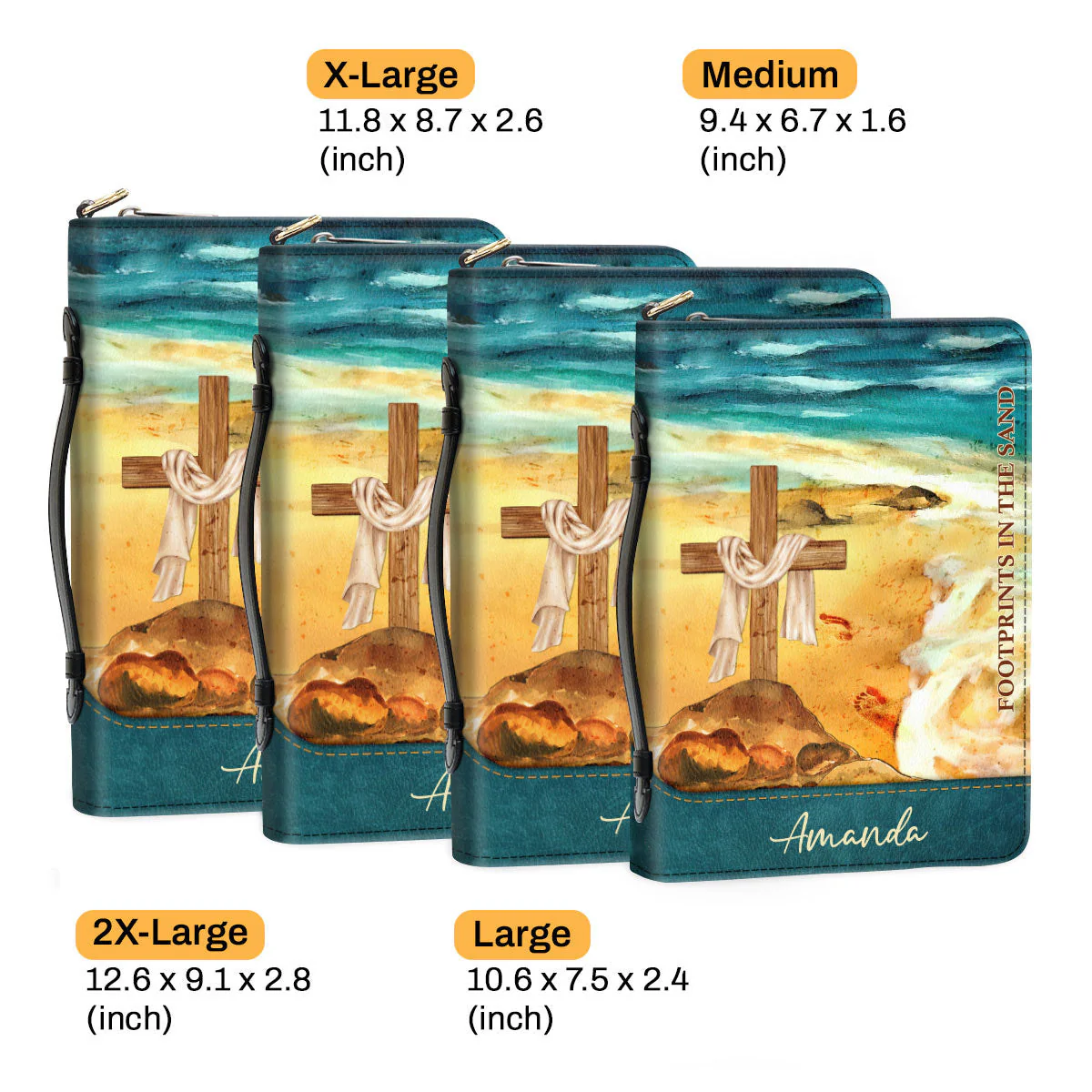 Footprints In The Sand - Unique Personalized Bible Covers - AT4080940 - Image 6