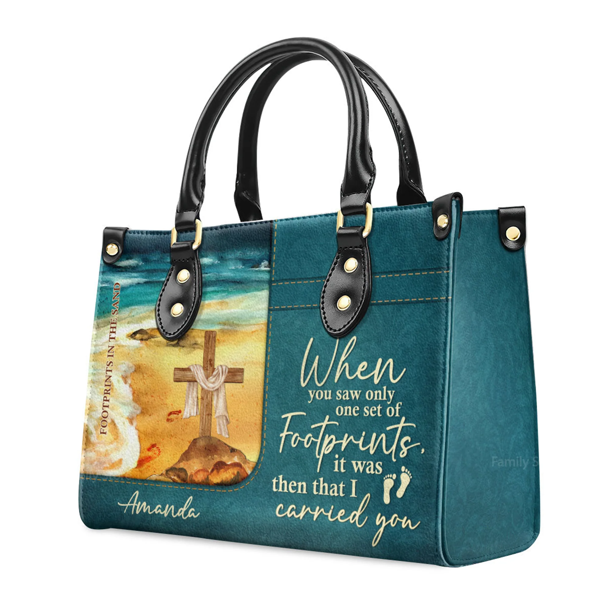 Footprints In The Sand - Unique Personalized Leather Handbag - AT4080940 - Image 3