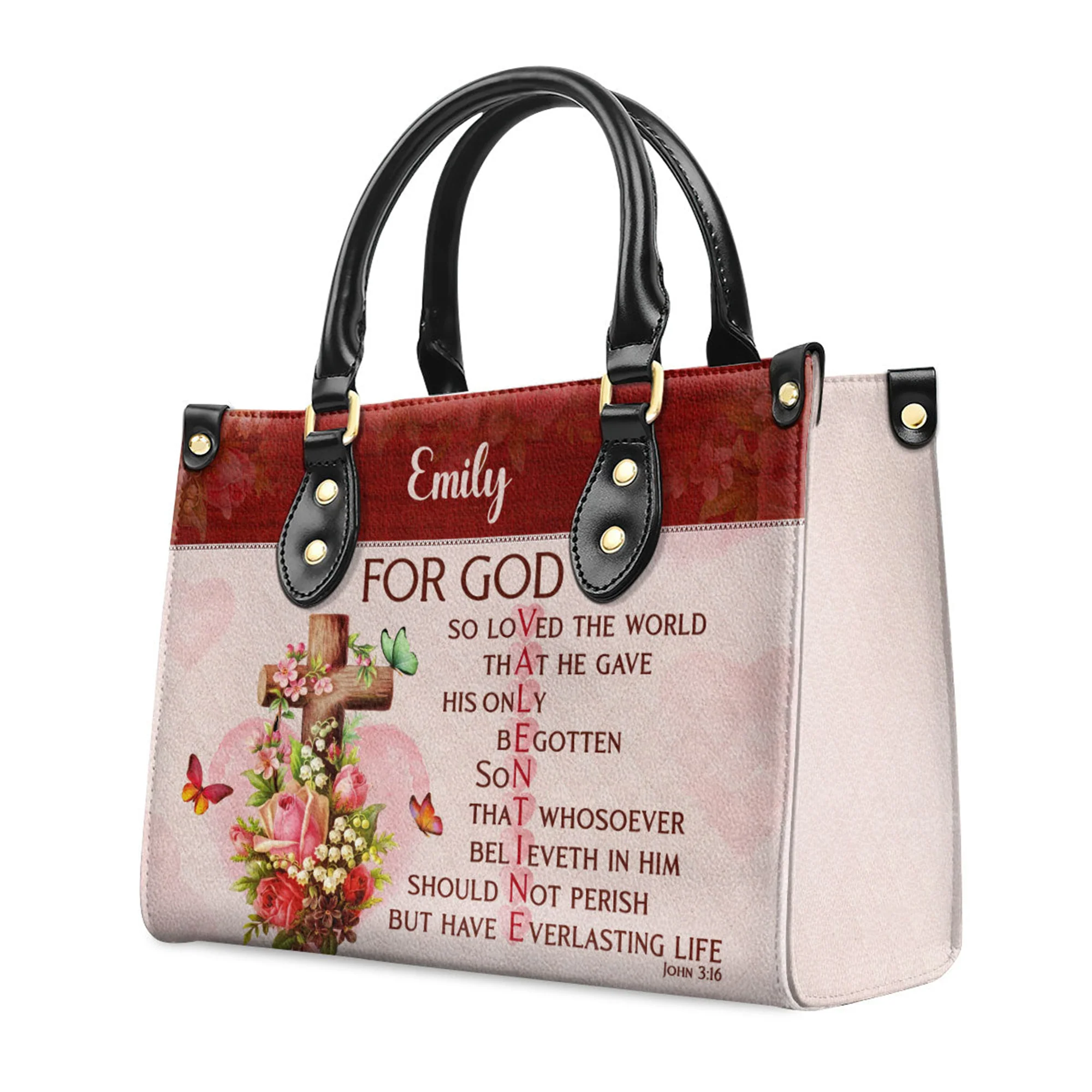 For God So Loved The World Christian Valentine - Unique Personalized Leather Handbag - AT4080932 - Image 3