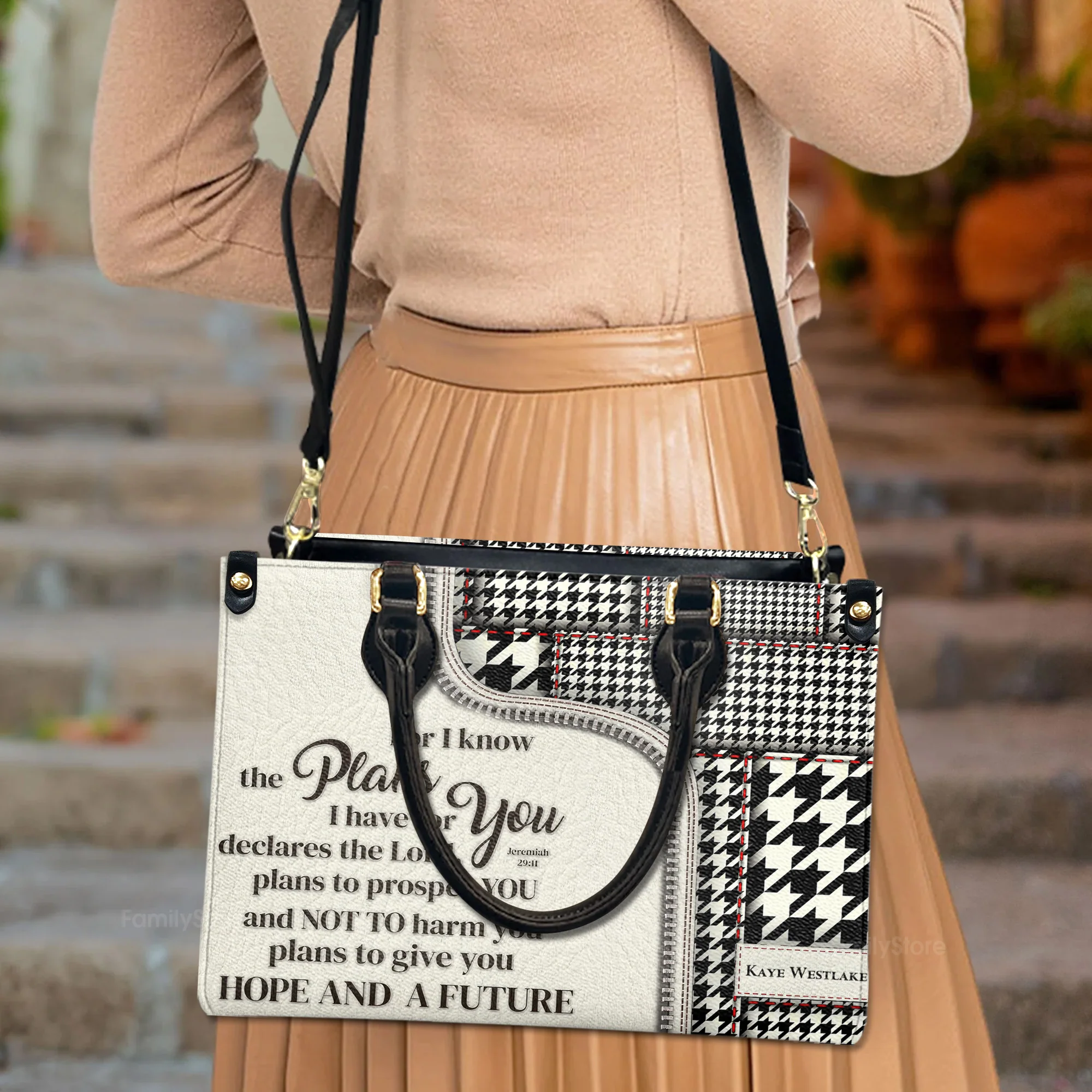 For I Know The Plans I Have For You Jeremiah 29:11 - Unique Personalized Leather Handbag - AT4080848 - Image 3