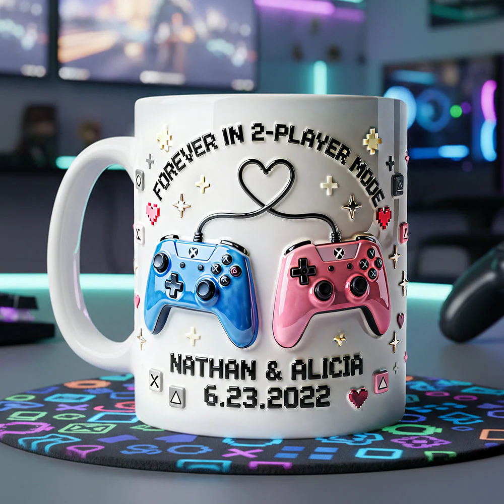 Forever In 2-Player Mode - Personalized Ceramic Mug - Gift For Couples, Gamers NL122