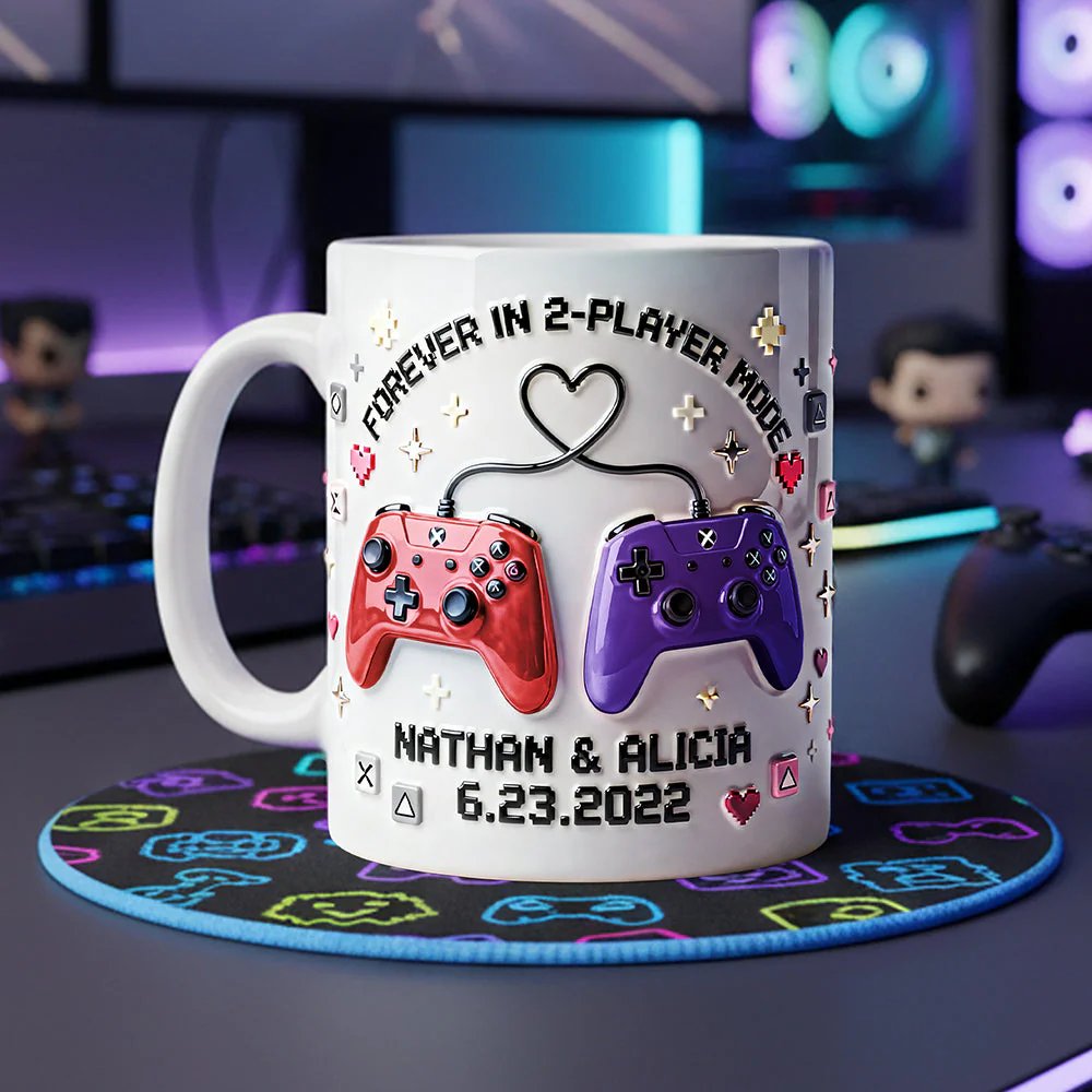 Forever In 2-Player Mode - Personalized Ceramic Mug - Gift For Couples, Gamers NL122 - Image 2