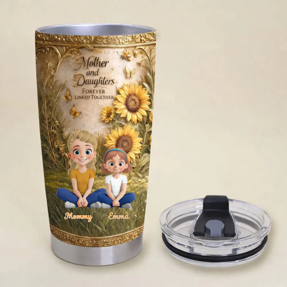 Forever Linked Mom & Daughter - Personalized Tumbler - Gift For Mom, Daughter | GR25 HN02 - Image 2