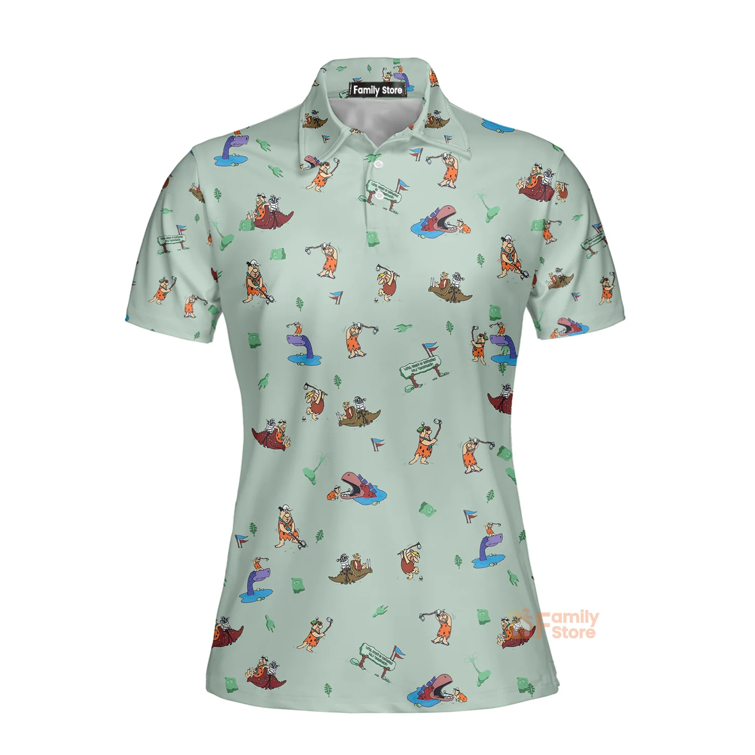 Fred Flintstone Playing Golf Pattern - Polo Shirt For Women