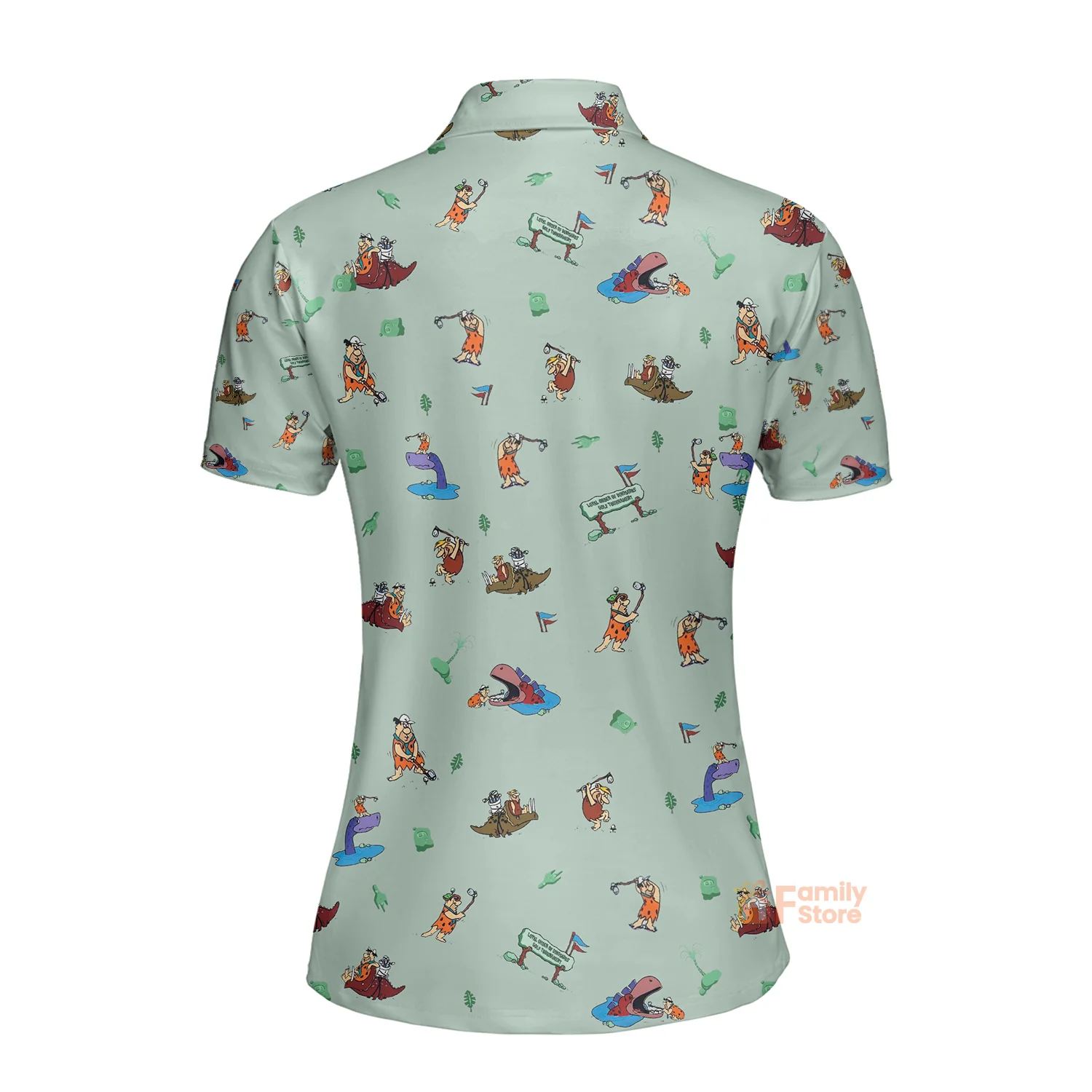 Fred Flintstone Playing Golf Pattern - Polo Shirt For Women - Image 2
