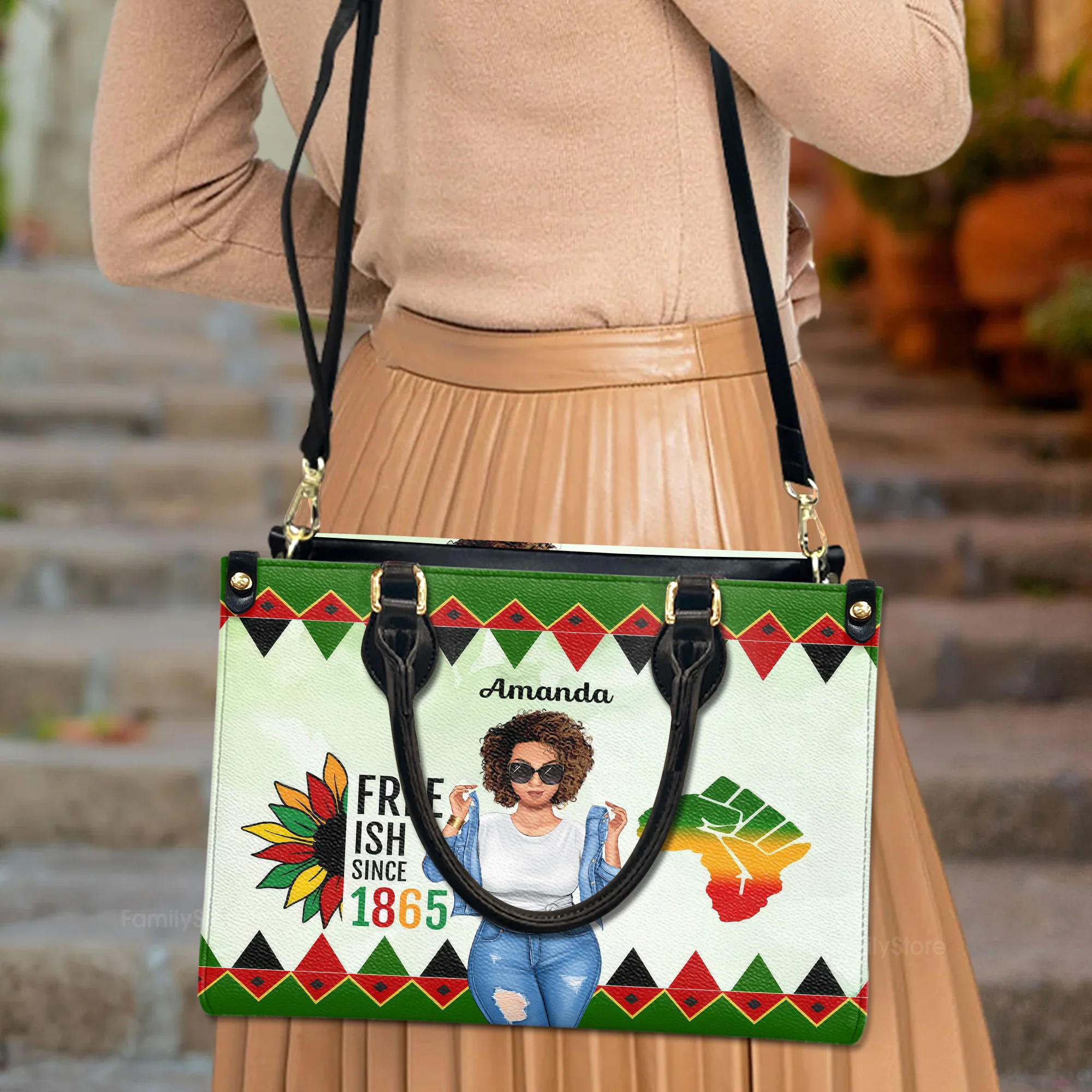 Free-ish Since 1865 - Personalized Leather Bag - Juneteenth, Birthday Gift For Black Woman, Mother, Friend, Sister | GR3 - Image 3