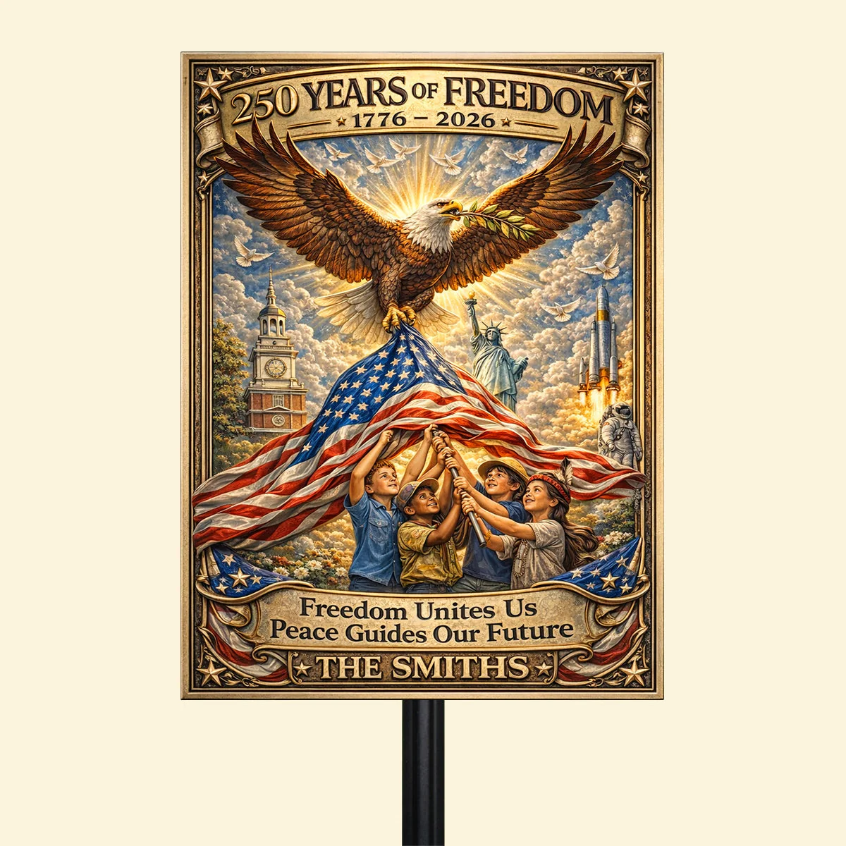 Freedom Unites Us Peace Guides Our Futurer - Personalized Metal Sign - Patriotic Gift For Family | HN02 - Image 4