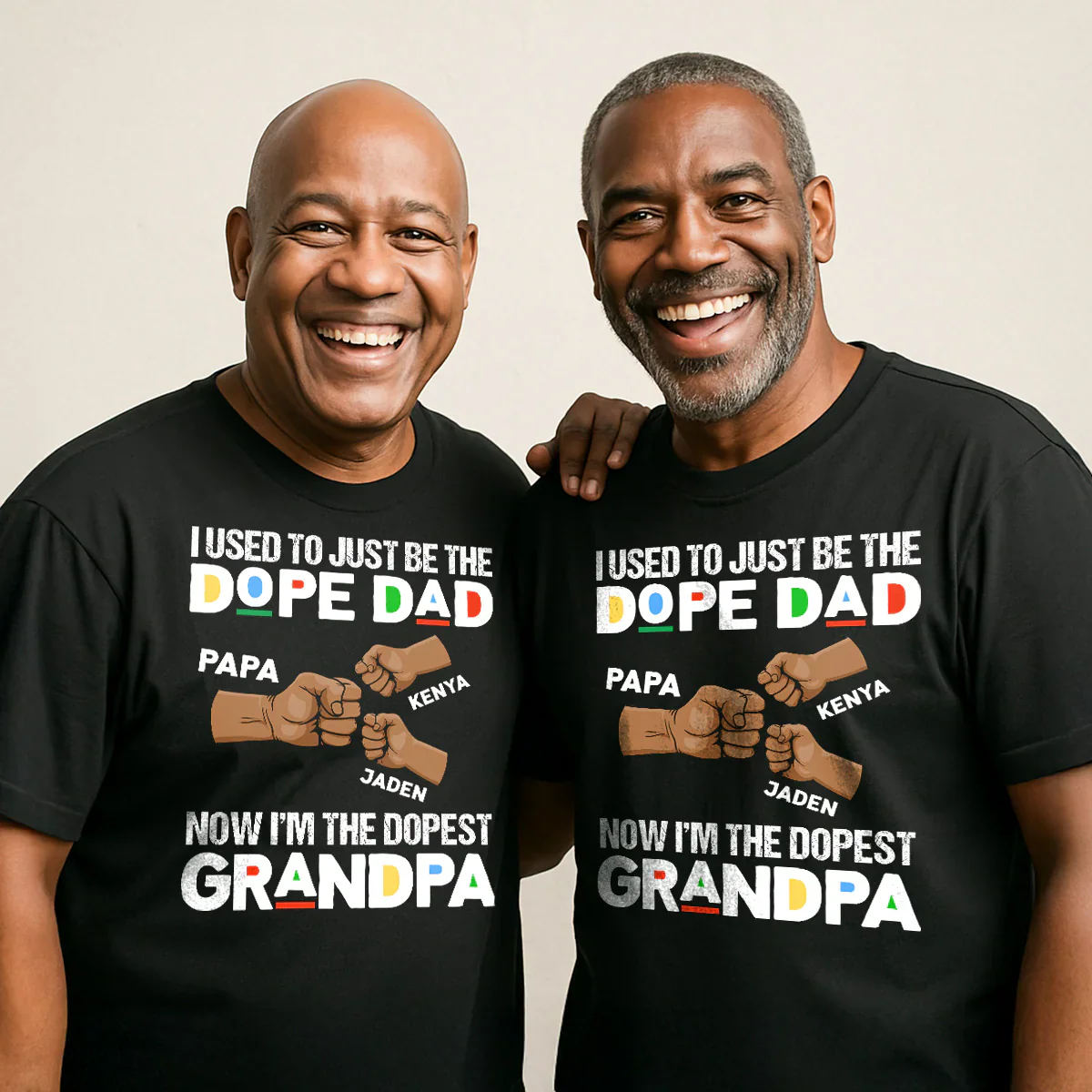 From Dope Dad To Dopest Grandpa - Custom Fist Bump T-Shirt With Names - Gift For Grandpa, Father's Day | GR6 HD95 - Image 4