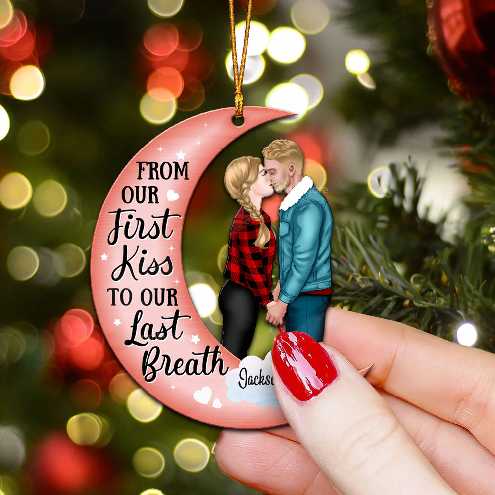 From Our First Kiss - Gift for Couples - Personalized Wood Ornament - CL30 NH96 - Image 5