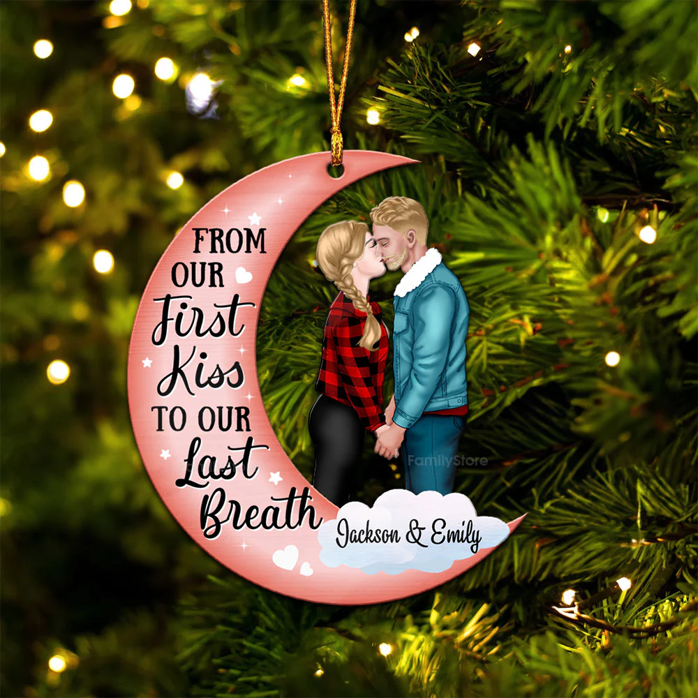 From Our First Kiss - Gift for Couples - Personalized Wood Ornament - CL30 NH96 - Image 6