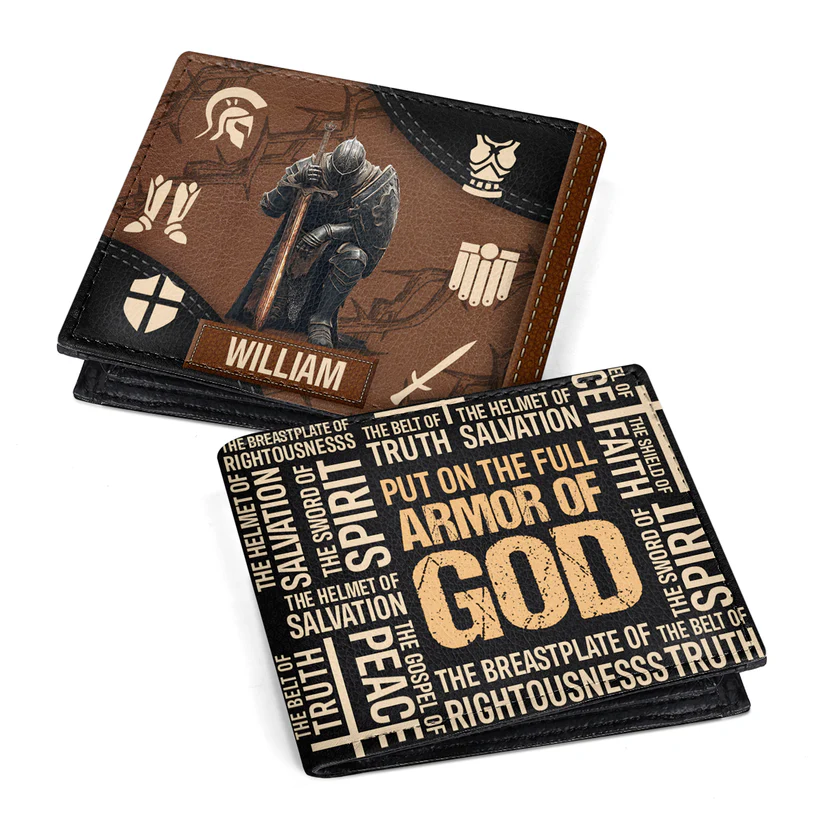 Full Armor Of God - Personalized Leather Folded Wallet TD118