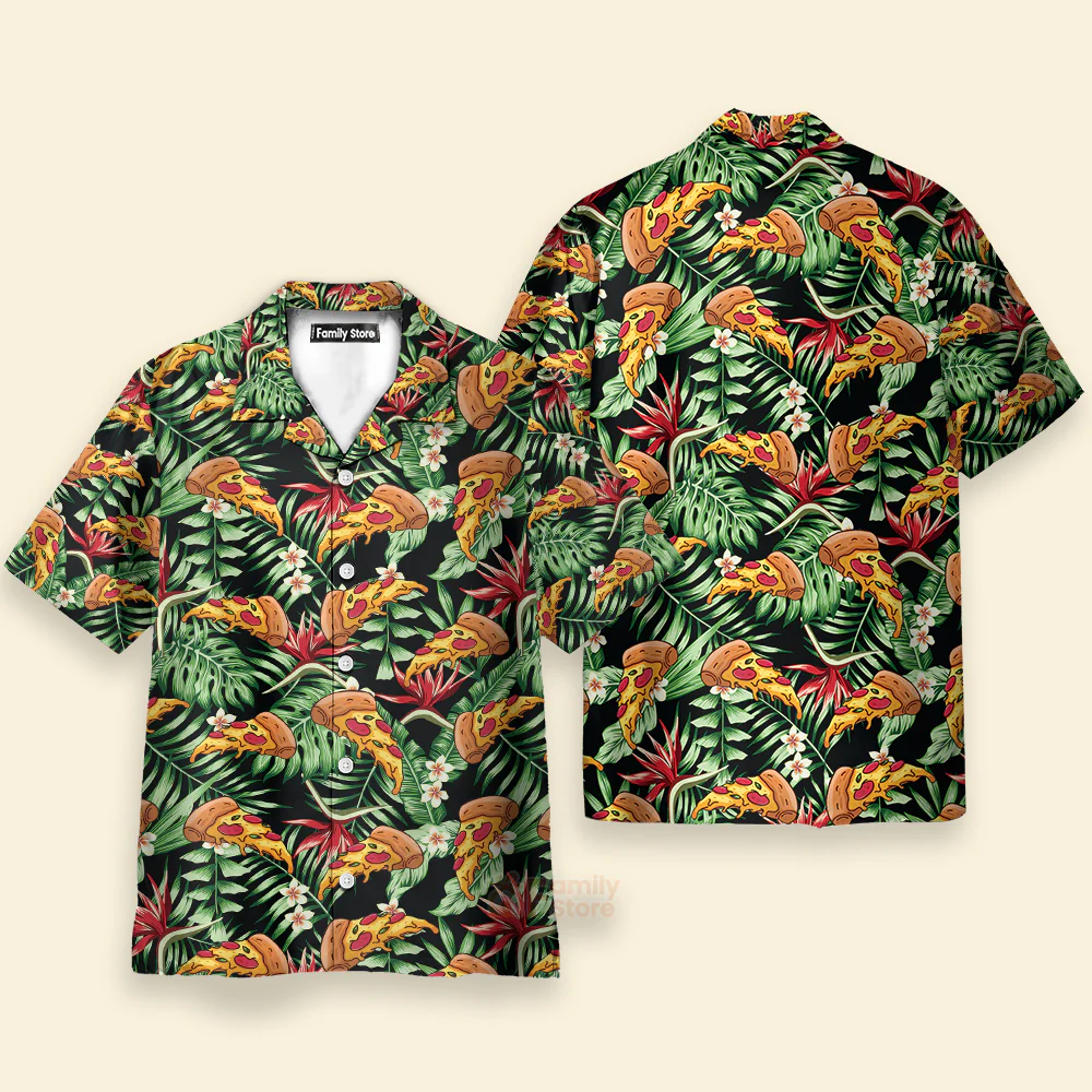 Funky Tropical Pizza Shirt For Men Hawaiian Shirt - Image 3