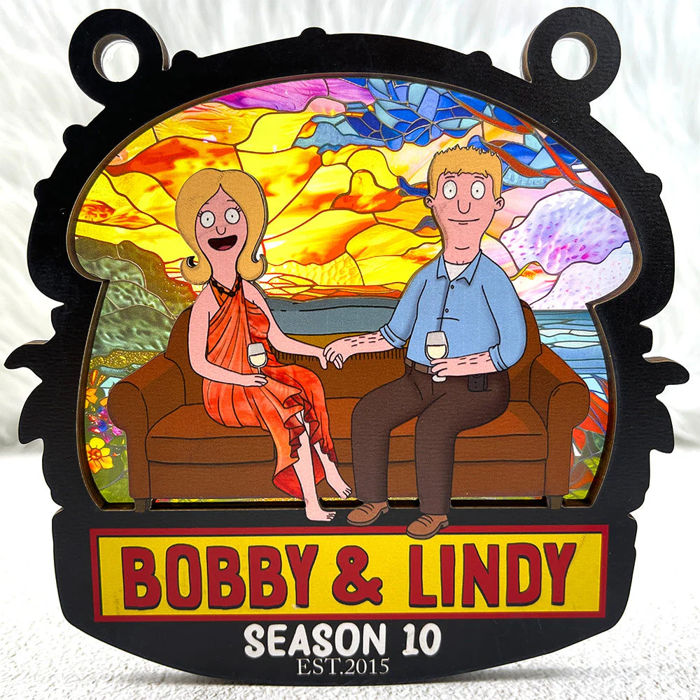 Funny Burgers Cartoon Couple Anniversary - Gift For Couple, Anniversary - Personalized Window Hanging Window Hanging Suncatcher Ornament | CL55 - Image 6