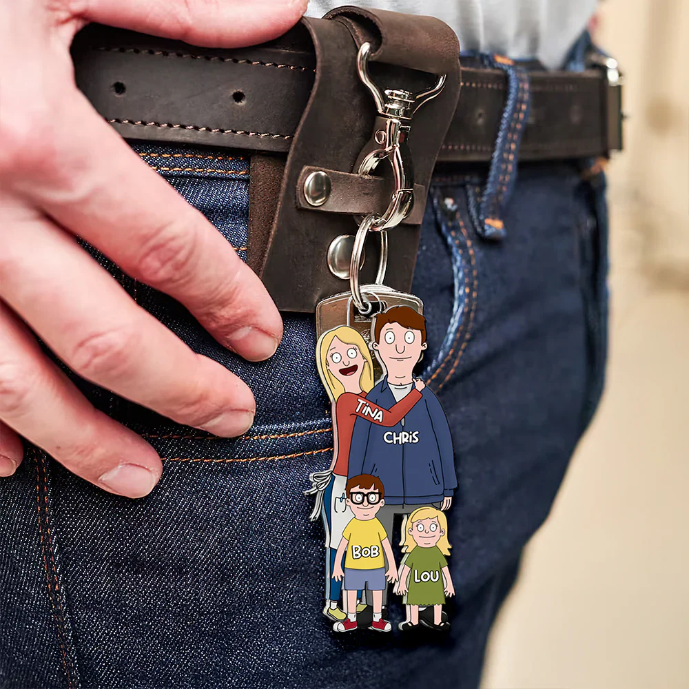 Funny Cartoon Family Custom Keychain - Gift For Couple, Husband Wife, Anniversary | CL56 - Image 3