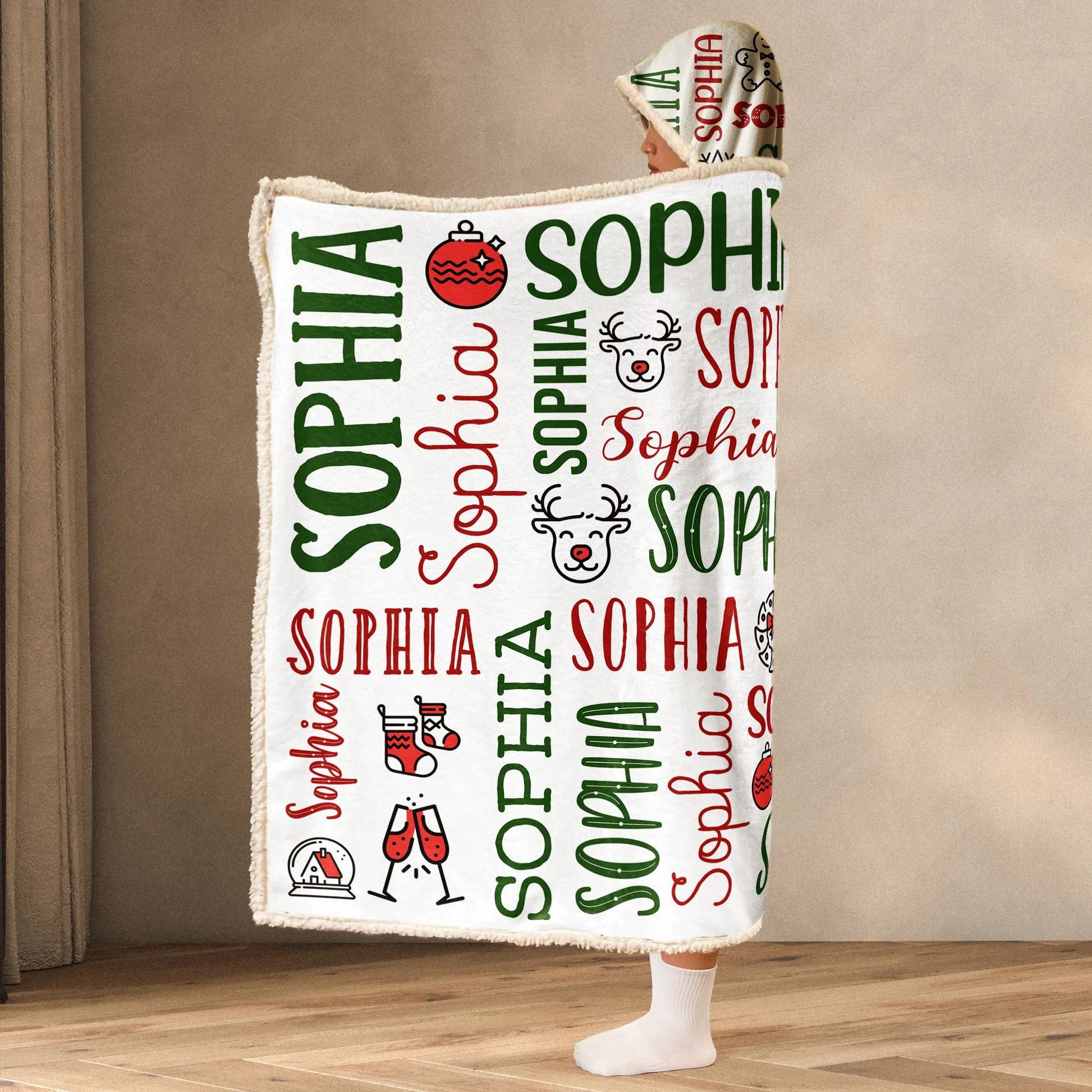 Funny Christmas Design - Personalized Wearable Blanket Hoodie - Gift For Kids, Friends HD95 - Image 2