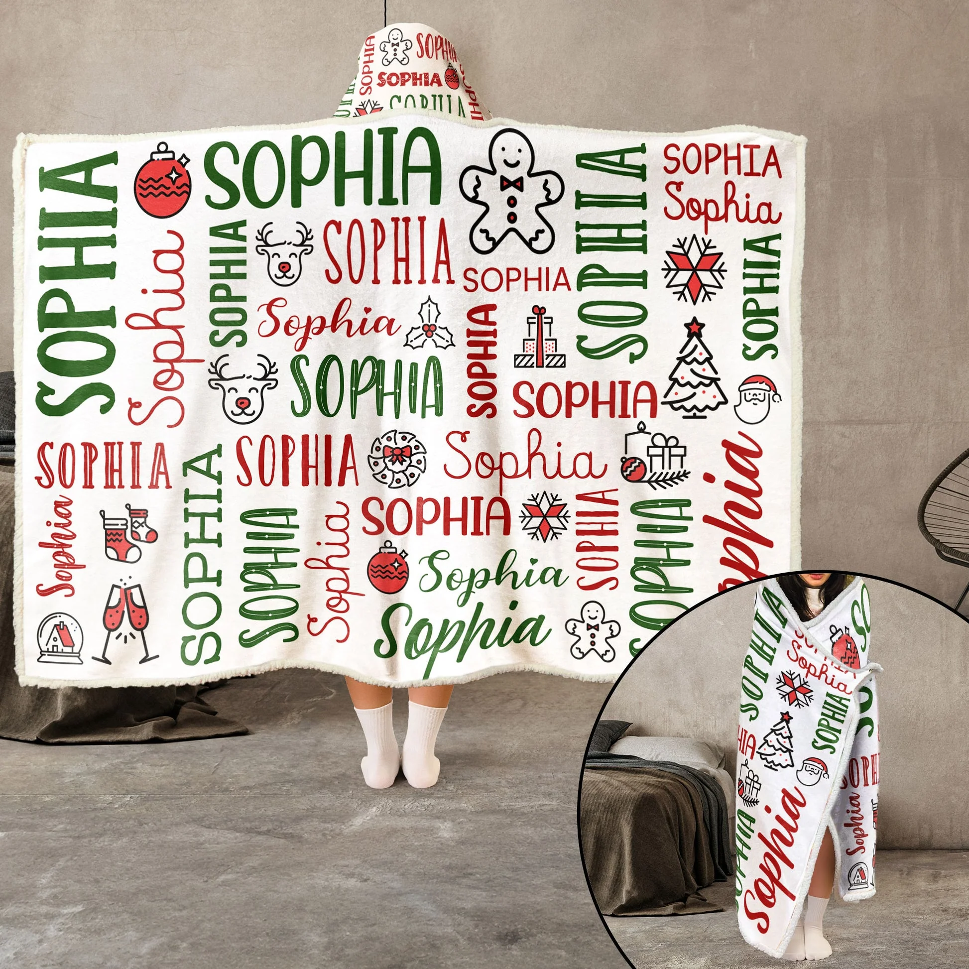 Funny Christmas Design - Personalized Wearable Blanket Hoodie - Gift For Kids, Friends HD95 - Image 4