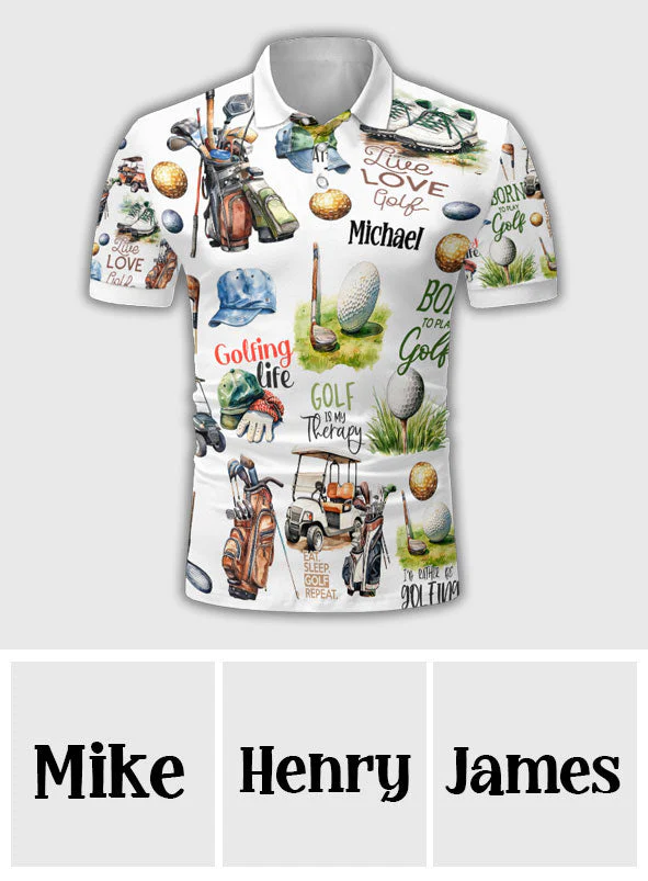 Funny Custom Photo Golf Is My Therapy Live Love Golf -  Personalized Men Polo Shirt - Gift For Dad, Grandpa - Image 5