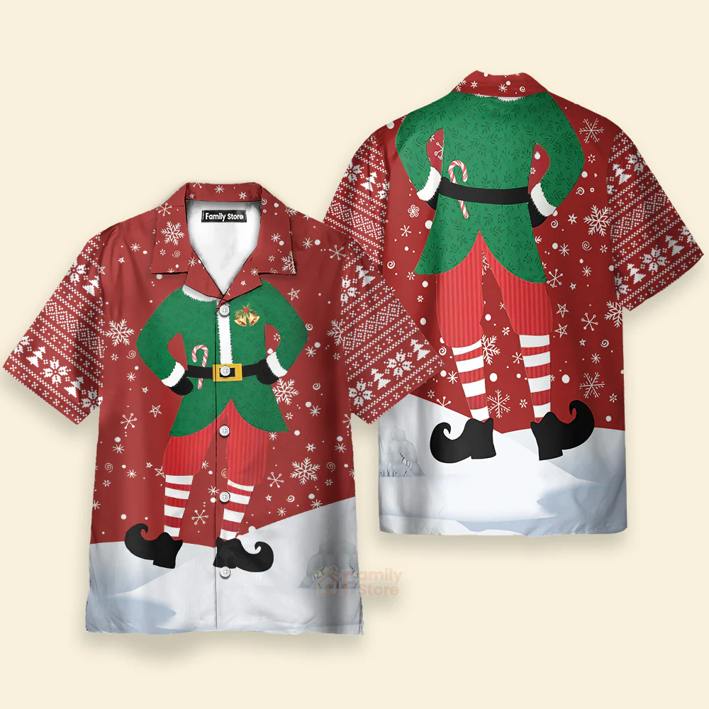 Funny Elf Unique Christmas Elf Costume Design Hawaiian Shirt - Image 2