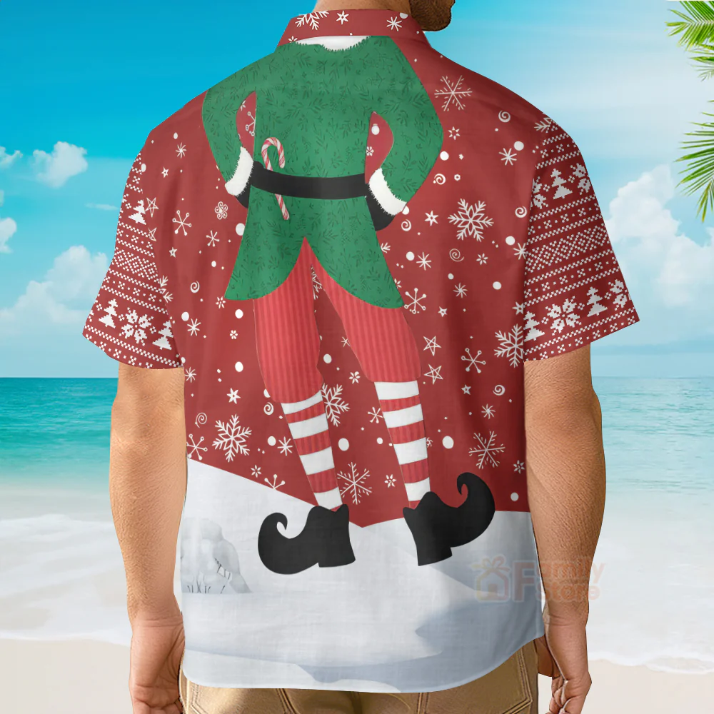 Funny Elf Unique Christmas Elf Costume Design Hawaiian Shirt - Image 4