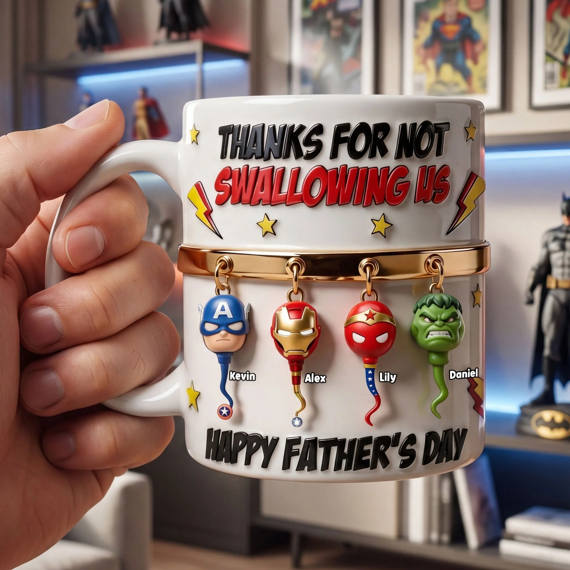 Funny Hero Squad Dad - Personalized White Mug - Gift For Dad HN02.