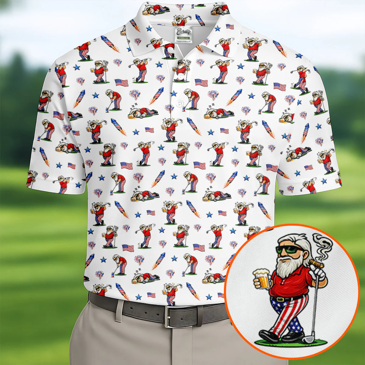 Funny Man Golf And Beer USA - Personalized Polo Shirt - Gift For Dad, Grandpa, Golf Lovers