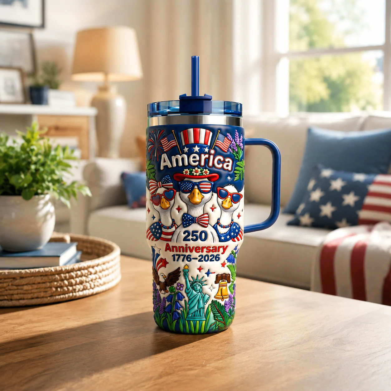 Funny Patriotic Ducks 250th Anniversary - Personalized Tumbler - Gift For Patriots - Image 2