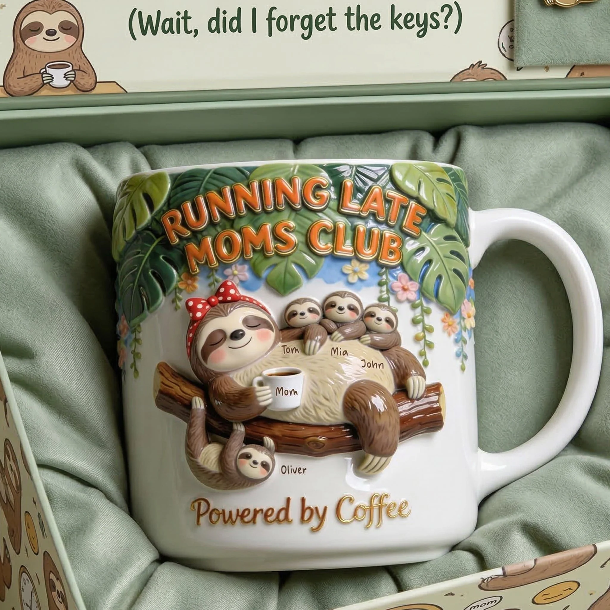 Funny Running Late Sloth Moms Club - Personalized Coffee Mug - Gifts For Mom VD01 - Image 2