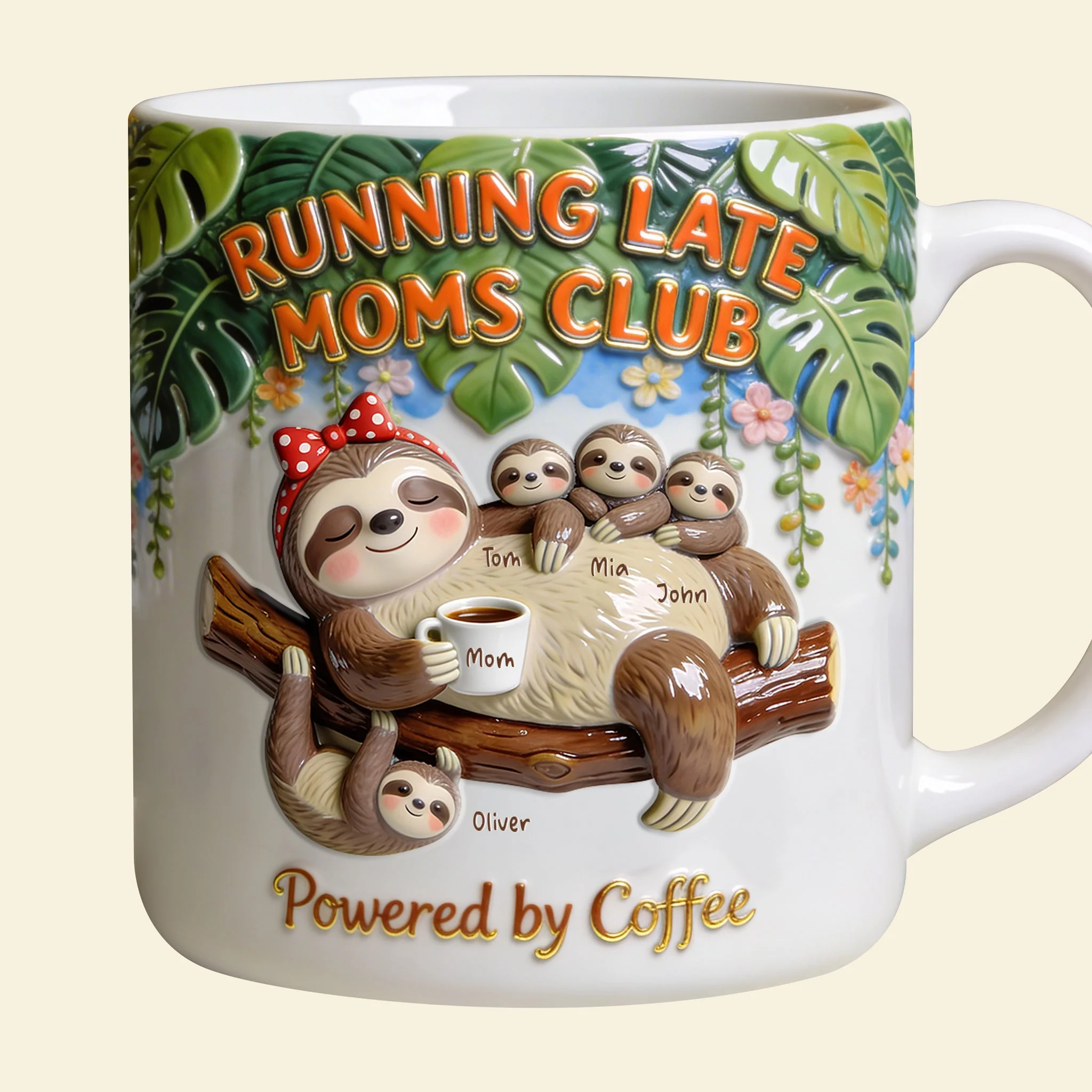 Funny Running Late Sloth Moms Club - Personalized Coffee Mug - Gifts For Mom VD01 - Image 3