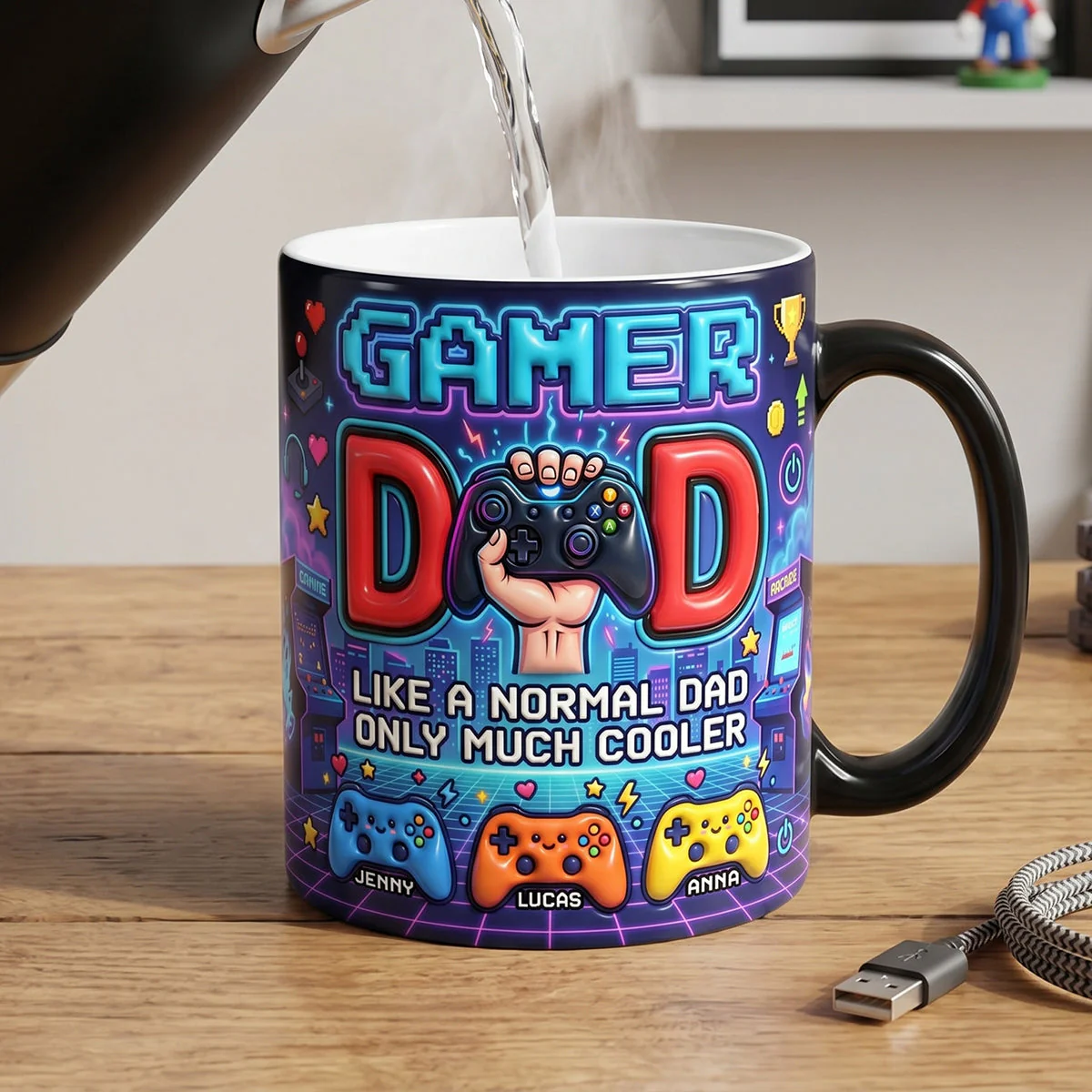 Gamer Dad Retro - Personalized Mug - Gift For Dad - Image 3