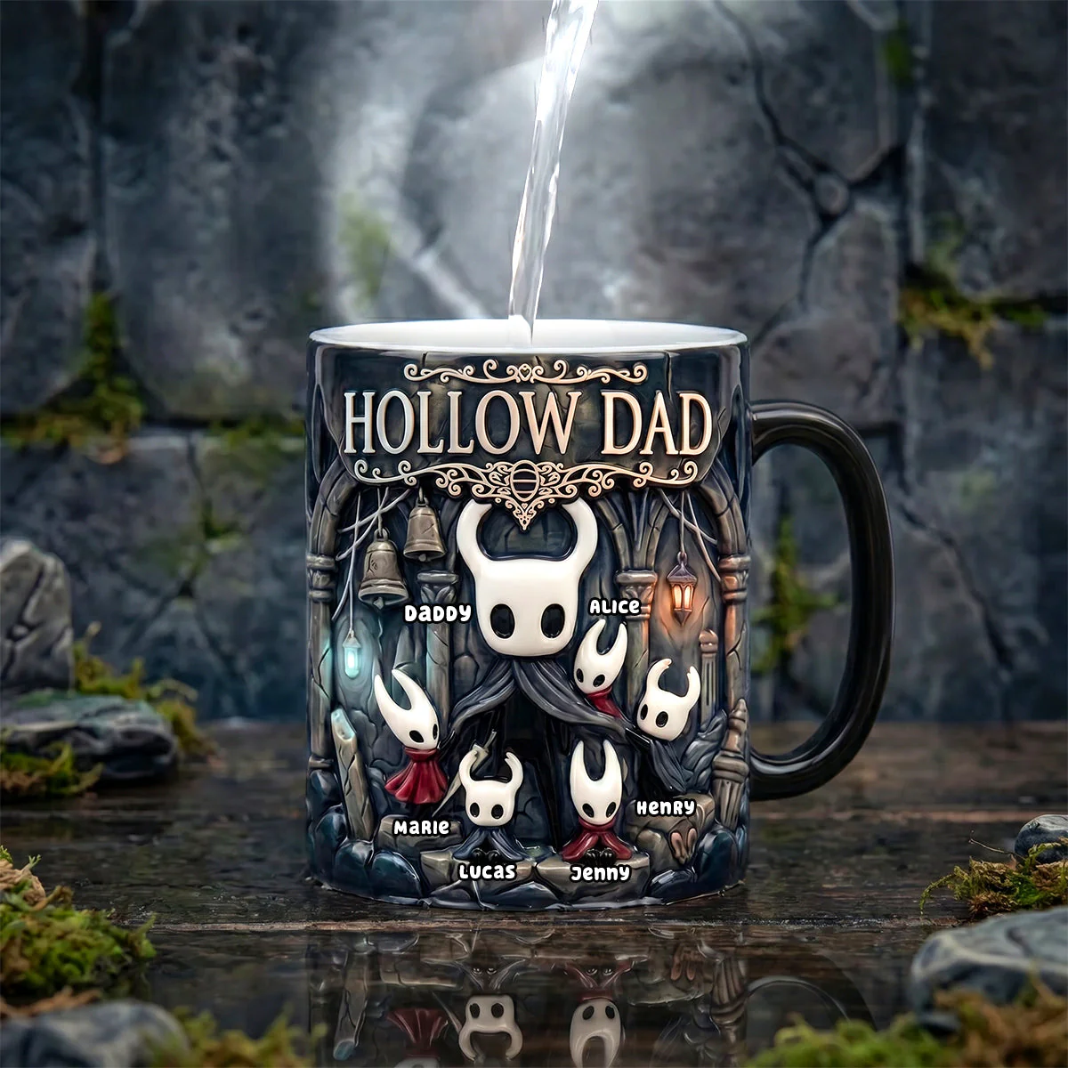 Gamer Hollow Dad And Little Adventurers - Personalized Color Changing Mug - Gift For Dad - Image 2