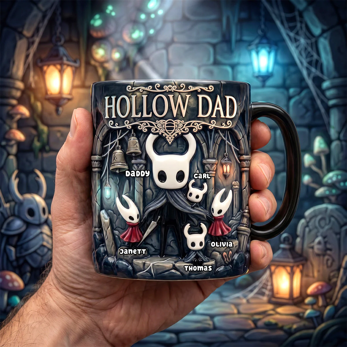 Gamer Hollow Dad And Little Adventurers - Personalized Color Changing Mug - Gift For Dad - Image 3