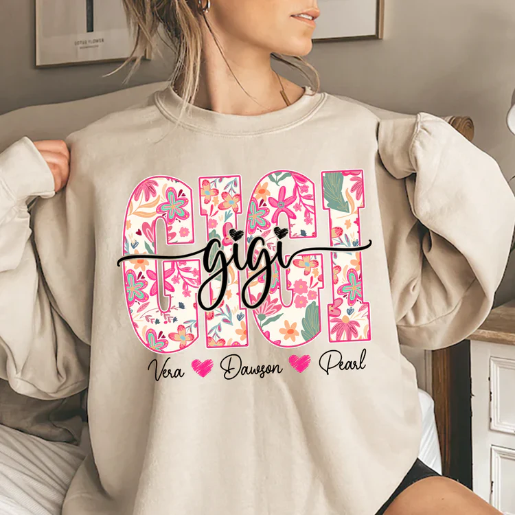 Gigi Cute Floral Graphic Tee - Personalized Sweatshirt - Gift For Mom, Grandma | HN02