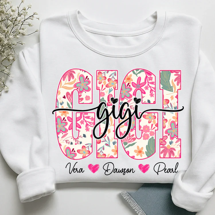 Gigi Cute Floral Graphic Tee - Personalized Sweatshirt - Gift For Mom, Grandma | HN02 - Image 3