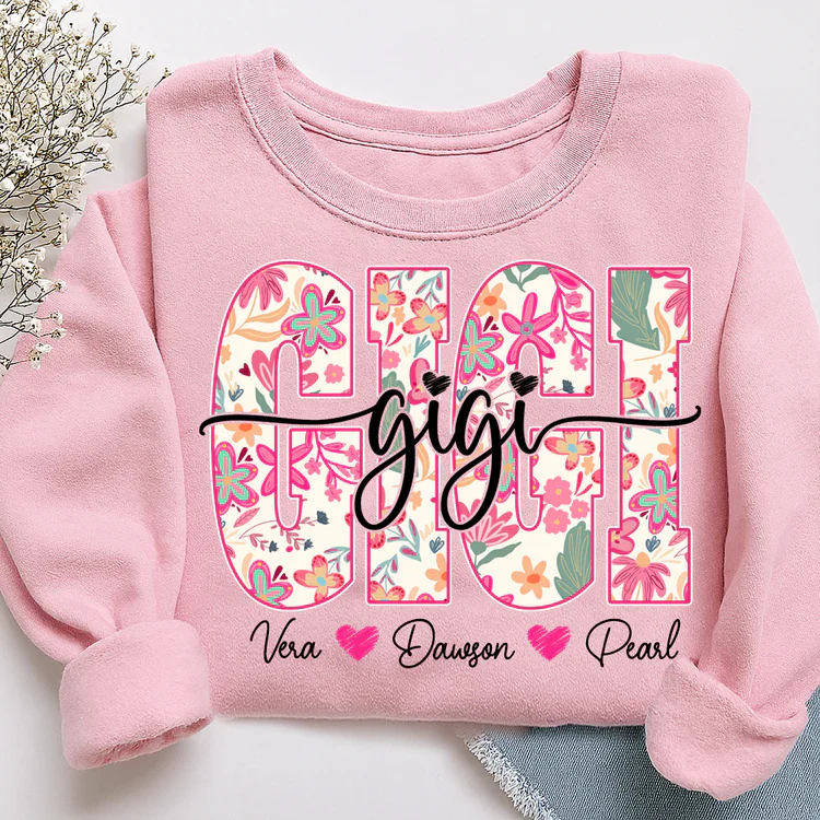 Gigi Cute Floral Graphic Tee - Personalized Sweatshirt - Gift For Mom, Grandma | HN02 - Image 5