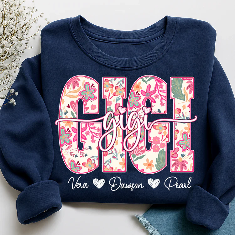 Gigi Cute Floral Graphic Tee - Personalized Sweatshirt - Gift For Mom, Grandma | HN02 - Image 6