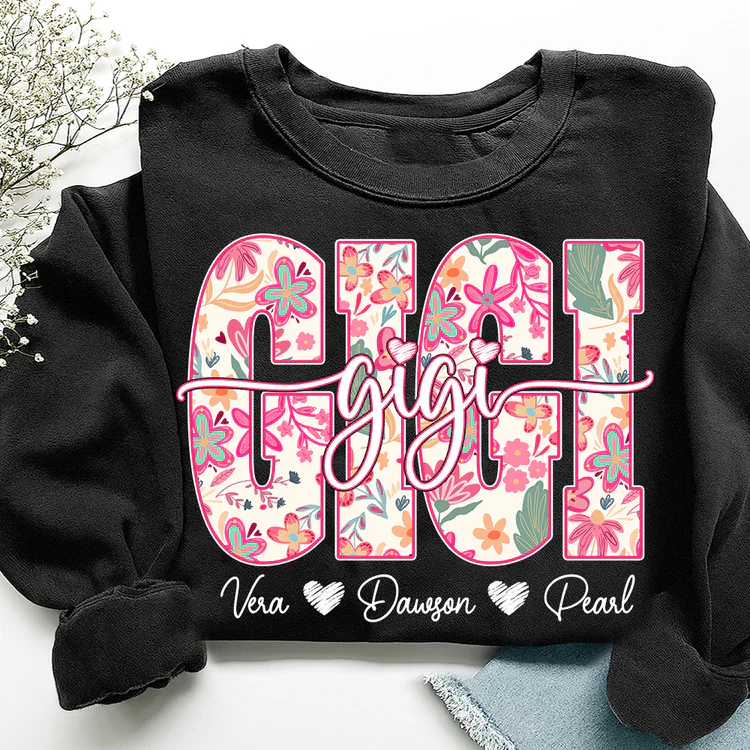 Gigi Cute Floral Graphic Tee - Personalized Sweatshirt - Gift For Mom, Grandma | HN02 - Image 7