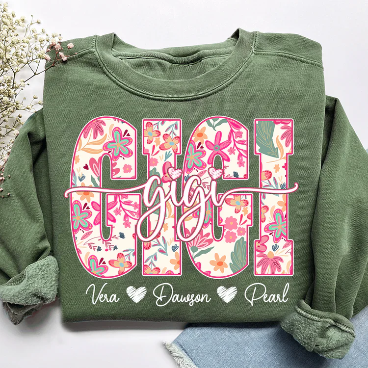 Gigi Cute Floral Graphic Tee - Personalized Sweatshirt - Gift For Mom, Grandma | HN02 - Image 8