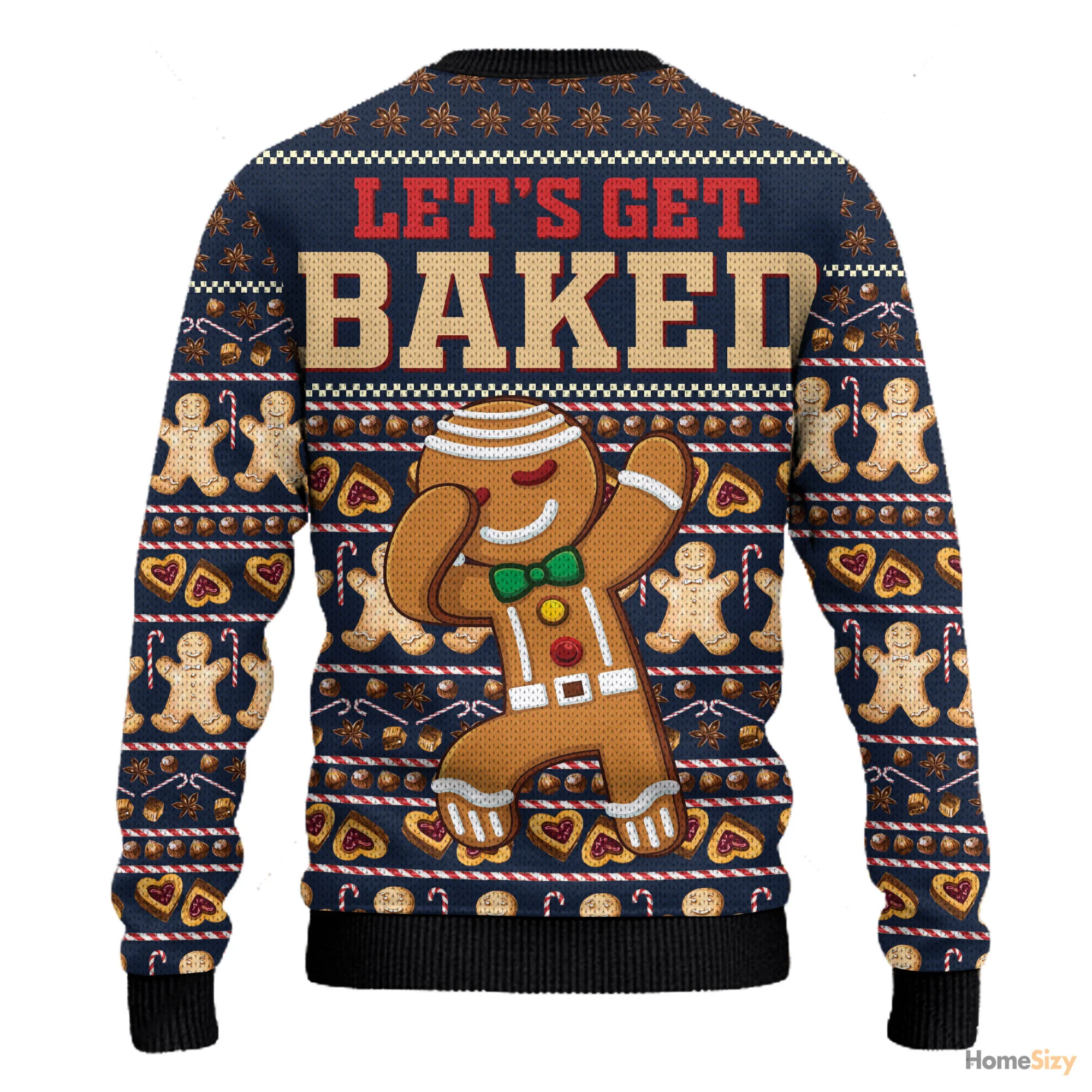 Ginger Bread Lets Get Baked Ugly Christmas Sweater - Image 2