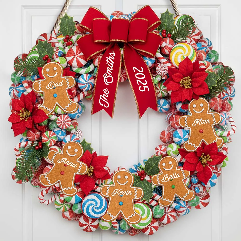 Gingerbread Family - Personalized Custom Shaped Wood Sign - Christmas Gifts For Family NL122
