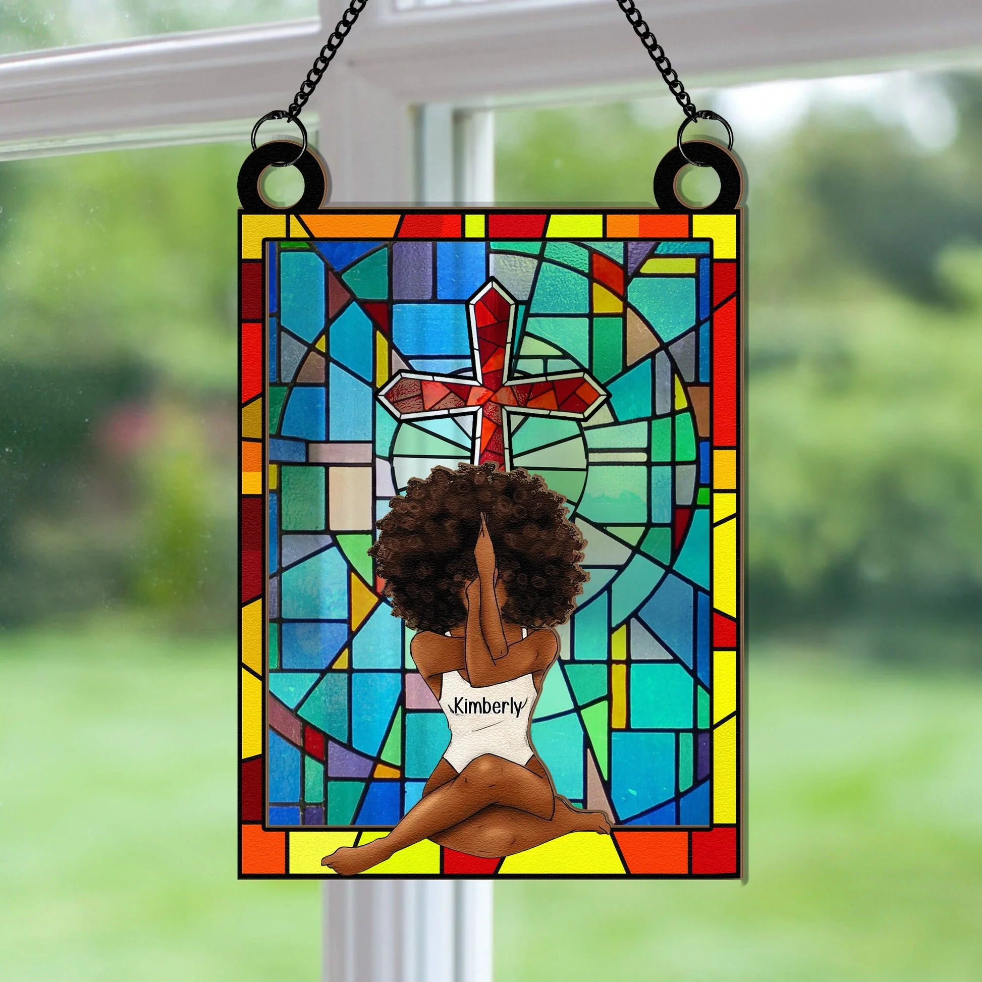 Girl With God Believe - Personalized Window Hanging Suncatcher Ornament - Gift For Her | CLGOD02 NL122