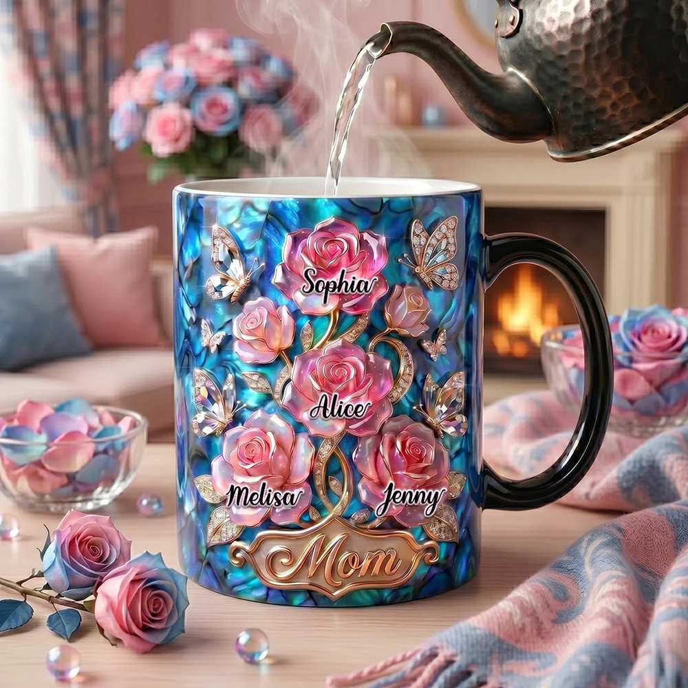 Glow Mom Era Flower - Personalized Color Changing Mug - Gift For Mom, Grandma