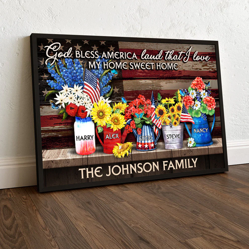 God Bless America Land That I Love - Personalized Poster Canvas - Patriotic Gift For Family HN02 - Image 3